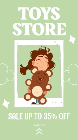 Template di design Annuncio di vendita con ragazza e orsetto giocattolo Instagram Video Story