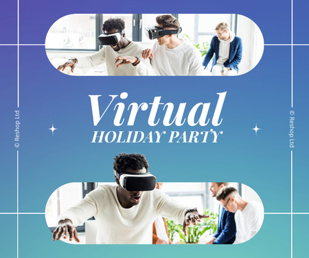 Virtual Holiday Party Announcement Facebook Design Template