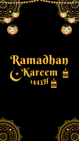 Designvorlage Ornament und Laternen für den Ramadan-Gruß für Instagram Story