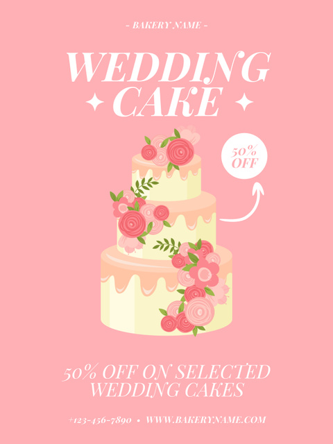 Discount on Selected Wedding Cakes Poster US Πρότυπο σχεδίασης