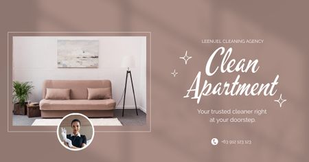 Cleaning Agency Offer with Apartment Facebook AD Tasarım Şablonu