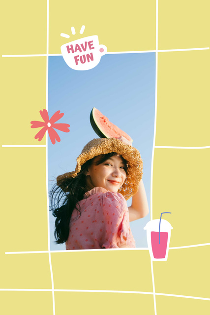 Plantilla de diseño de Mental Health Inspiration with Girl holding Watermelon Pinterest 