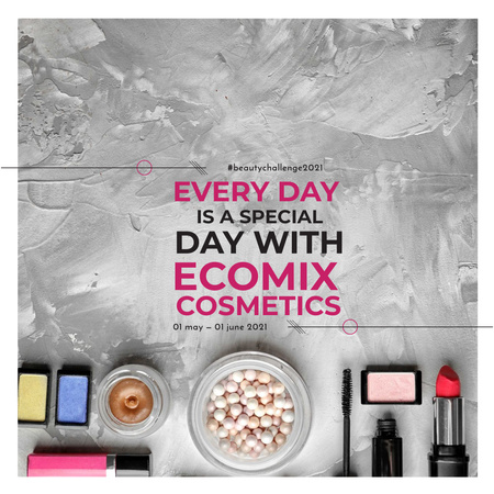 Makeup Brand Promotion with Cosmetics Set Instagram AD tervezősablon