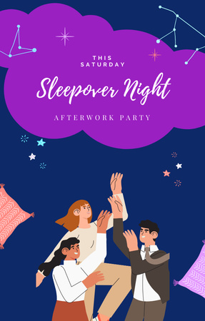 Sleepover Party with Friends  Invitation 4.6x7.2in Design Template