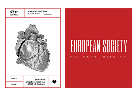 Reklama na konferenci o kardiochirurgii na červené Flyer A5 Horizontal Šablona návrhu