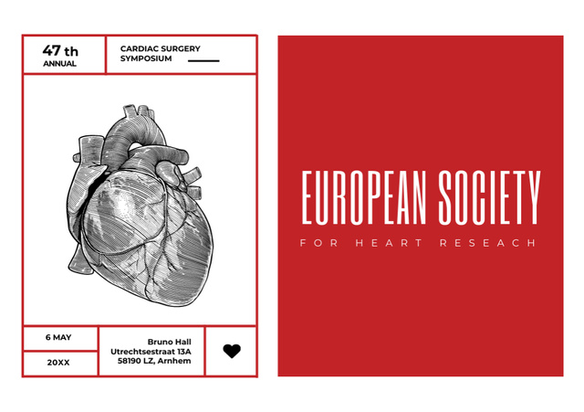 Plantilla de diseño de Cardiac Surgery Conference Ad on Red Flyer A5 Horizontal 