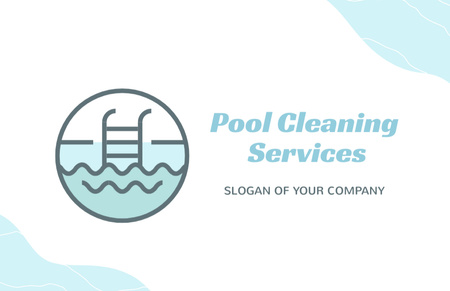 Emblem of Pool Cleaning Company Business Card 85x55mm Design Template