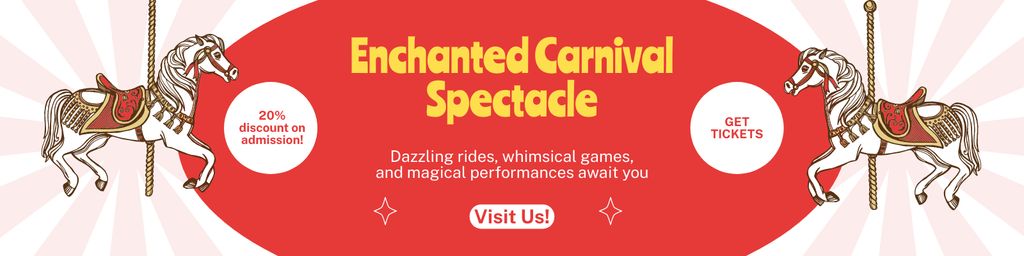 Designvorlage Carousel Horses And Carnival With Admission At Reduced Price für Twitter