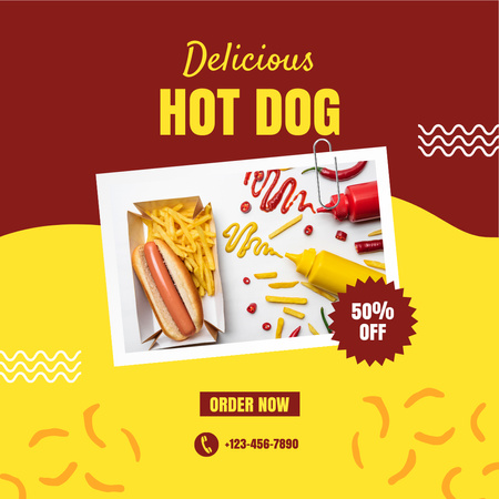 Platilla de diseño Hot Dog brief 26 Instagram Post 1080x1080 px Instagram