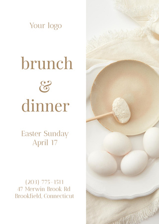Modèle de visuel Annonce du brunch et du dîner de Pâques avec des œufs festifs - Flyer A6