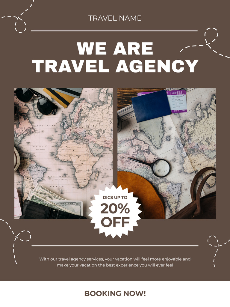 Travel Agency's Offer with Rare World Maps Poster US Design Template