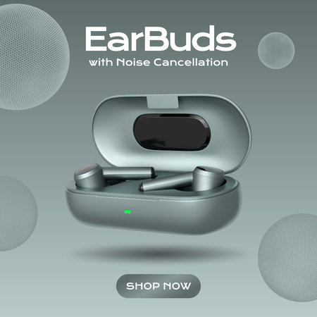 Plantilla de diseño de Promoción del modelo de auriculares inalámbricos con cancelación de ruido Instagram AD 