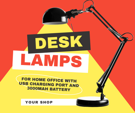 Объявление о распродаже настольных ламп «Снова в школу» Medium Rectangle – шаблон для дизайна
