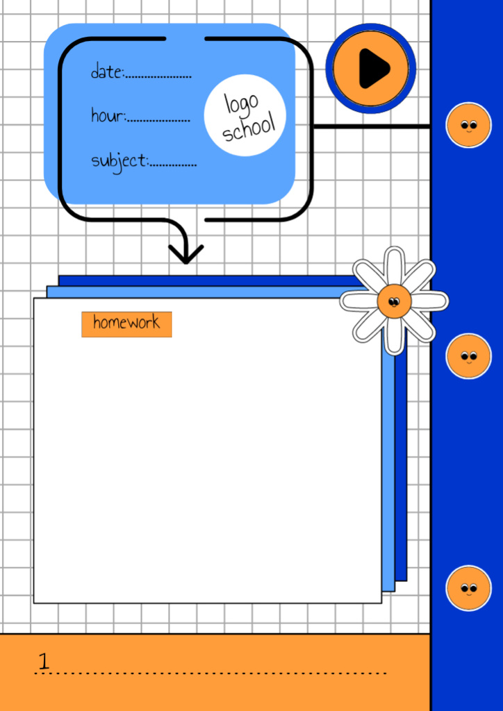 School Student Homework Sheet Schedule Planner Design Template