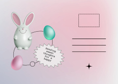 Happy Easter Day Greeting with Decorative Bunny and Painted Easter Eggs