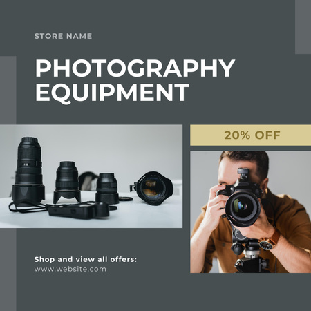 Ontwerpsjabloon van Instagram van Photography Equipment Sale Ad
