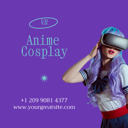 Virtual Anime Cosplay App Square 65x65mm Design Template