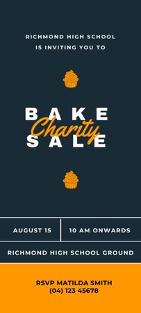 Modèle de visuel Annonce de vente de pâtisseries caritative sur bleu - Invitation 9.5x21cm
