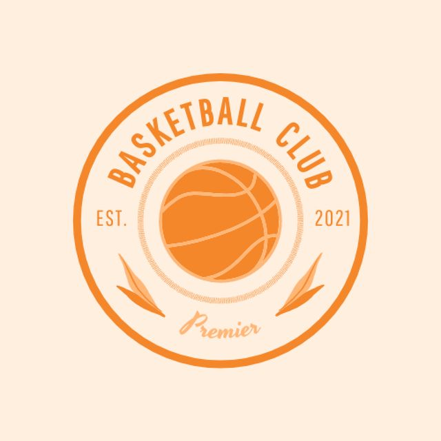 Basketball Sport Club Emblem With Ball In Circle Animated Logo Design Template