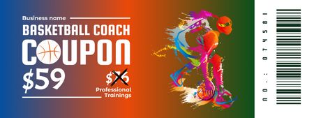 Popular Basketball Professional Trainings Voucher With Coach Offer Coupon Design Template