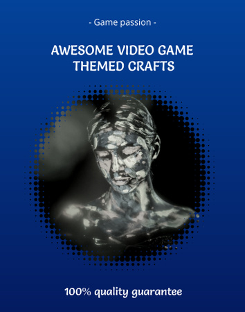 Video Game Themed Crafts Ad on Blue Poster 22x28in Design Template