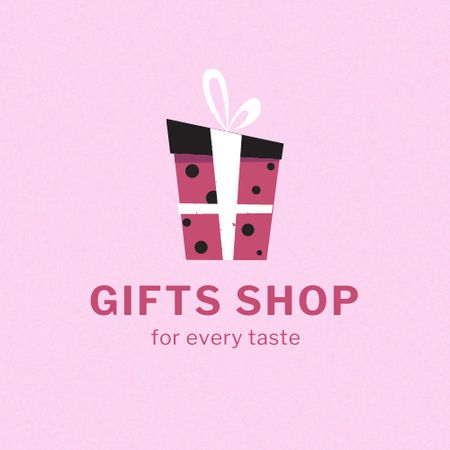 Gift Shop Ad with Present Box Logo Tasarım Şablonu