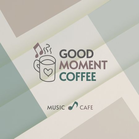 Illustration of Cup with Hot Coffee and Music Note Logo Modelo de Design