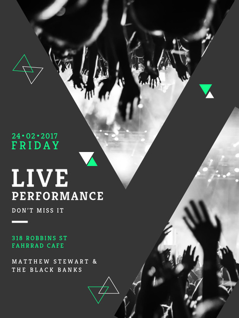 Live Performance announcement Crowd at Concert on Grey Poster US Πρότυπο σχεδίασης
