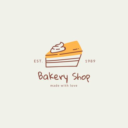 Emblem of Bakery Shop with Cake Sketch on Beige Logo – шаблон для дизайну
