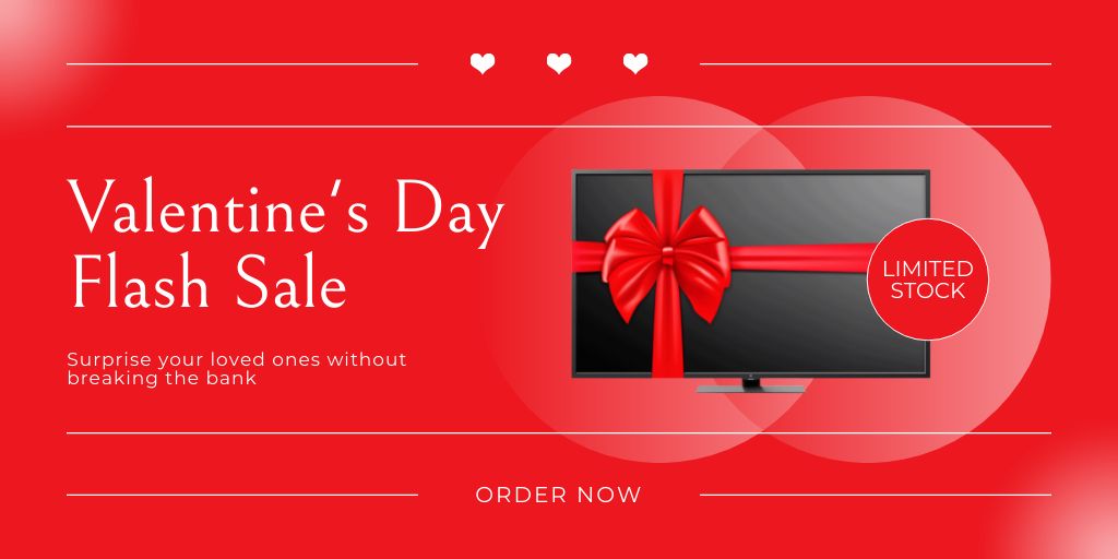 Plantilla de diseño de Valentine's Day Flash Sale From Limited Stock Twitter 