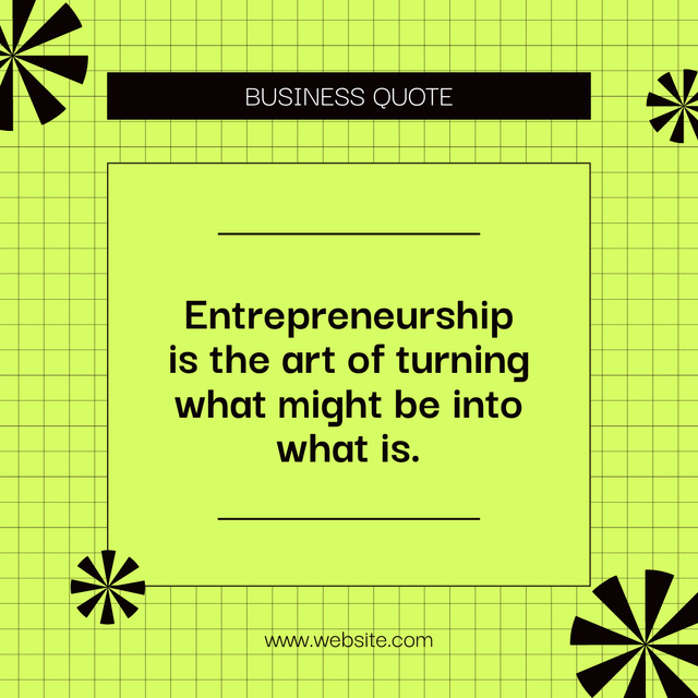 Designvorlage Motivational Phrase about Entrepreneurship on Green Simple für LinkedIn post