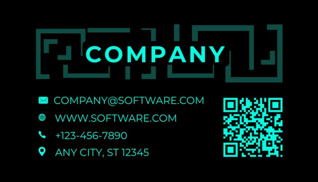 Plantilla de diseño de Software Engineer Services Promotion With Labyrinth on Black Business Card US 