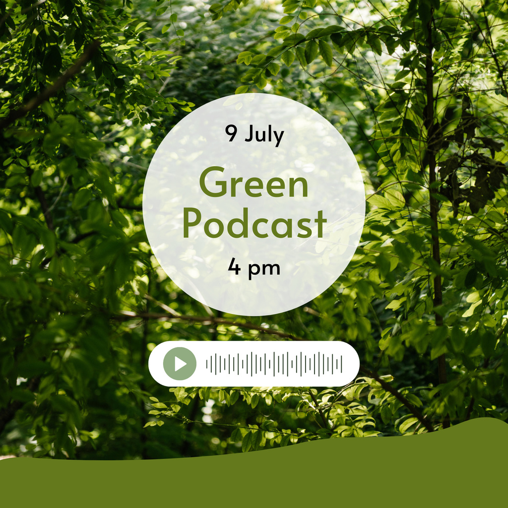 Audio Track Background of Green Garden Podcast Cover Tasarım Şablonu