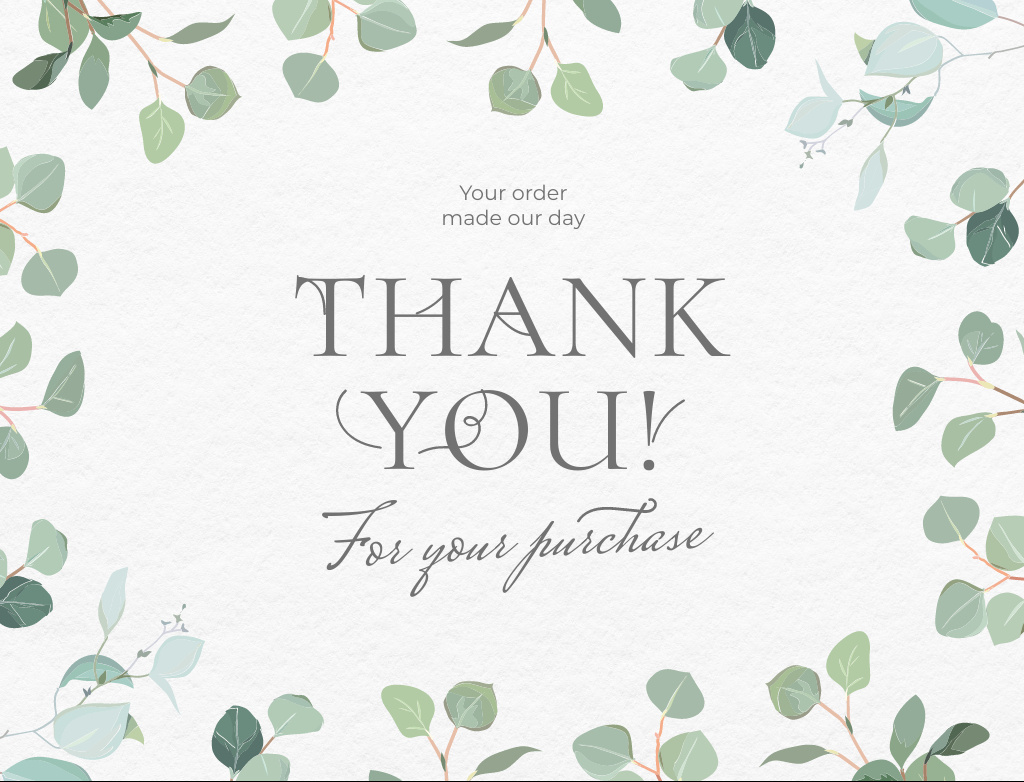 Template di design Thankful Wish With Green Leaves Postcard 4.2x5.5in