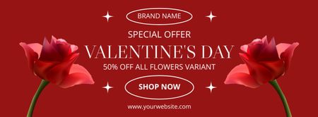 Специальная распродажа ко Дню святого Валентина с красными розами Facebook cover – шаблон для дизайна
