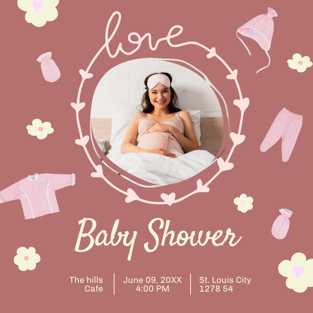 Baby Shower Celebration Announcement with Cute Newborn Instagram – шаблон для дизайна