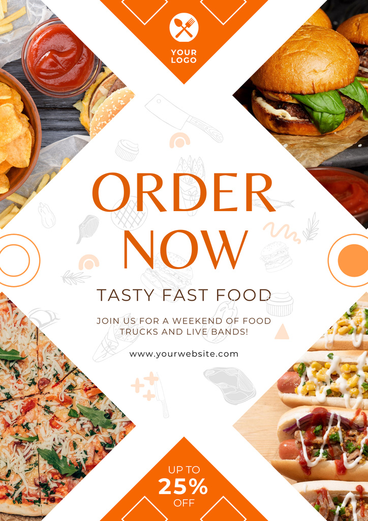 Tasty Fast Food to Order Poster Design Template