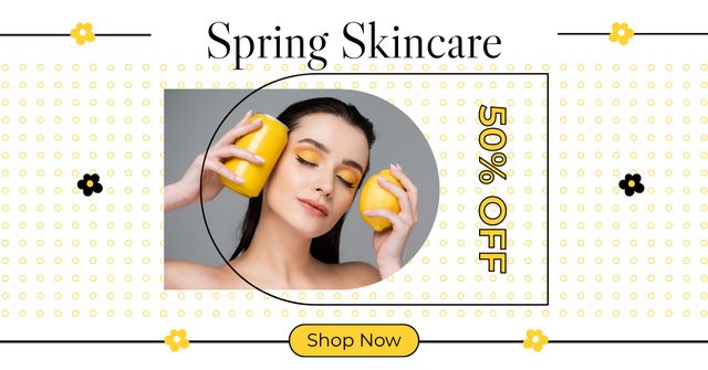 Spring Sale Skin Care Products Facebook ADデザインテンプレート