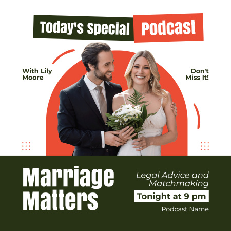 Plantilla de diseño de Oferta especial de agencia matrimonial Podcast Cover 