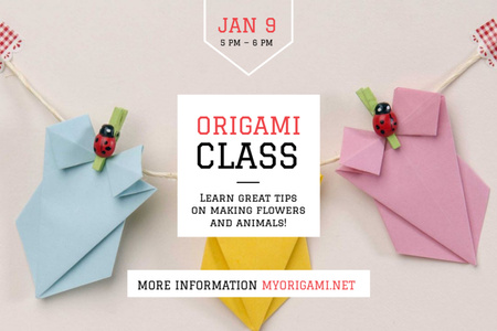 Origami Classes Invitation Paper Garland Postcard 4x6in Design Template
