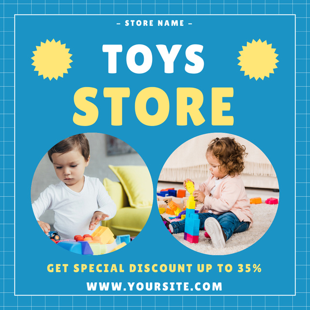 Special Discount on Cute Boy and Girl Toys Instagram AD tervezősablon