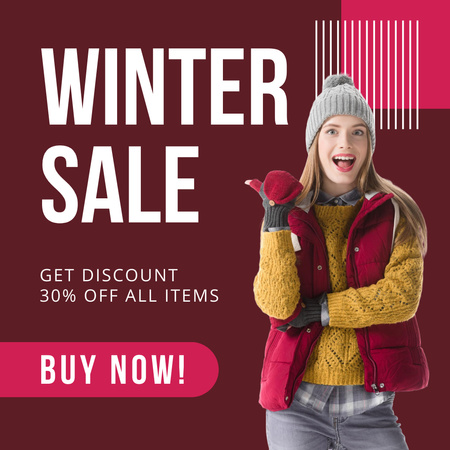 Discount Offer on Winter Clothes for Women Instagram Design Template