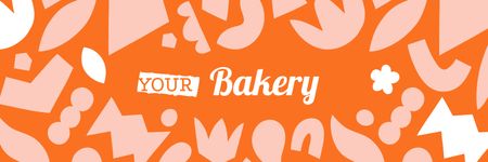 Bakery Ad on bright pattern Twitterデザインテンプレート