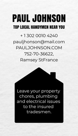 Plantilla de diseño de Handyman Services Ad with City Buildings Silhouette Business Card US Vertical 