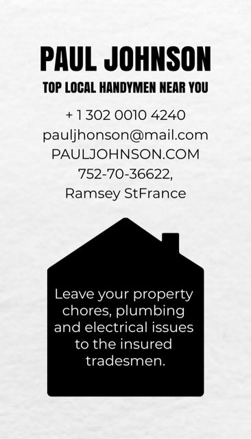 Handyman Services Ad with City Buildings Silhouette Business Card US Vertical Design Template