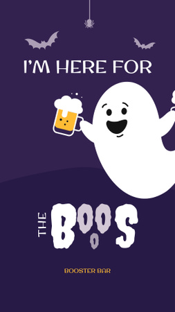 Funny Ghost holding Beer Glasses Instagram Story Design Template