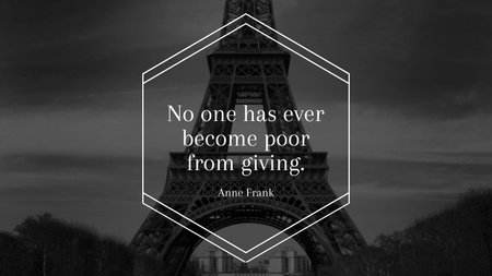 Citação de caridade na vista da Torre Eiffel Title 1680x945px Modelo de Design