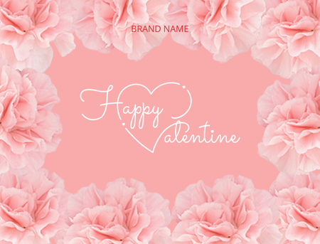 Cute Valentine's Day Greeting With Pink Flowers Postcard 4.2x5.5in Design Template