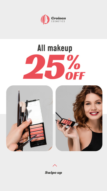 Ontwerpsjabloon van Instagram Story van Cosmetics Sale with Beautician applying Makeup