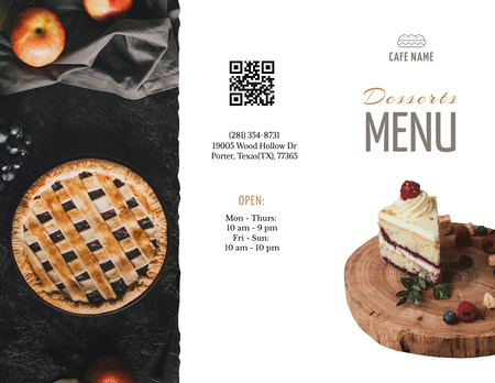 Platilla de diseño Apple Pie And Cake With Raspberry Menu 11x8.5in Tri-Fold